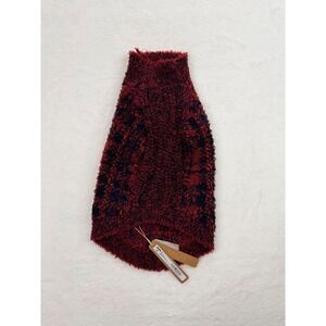 SKIMS Cozy Pet Sweater Merlot Navy Plaid Boucle Knit TB-ACC-4548 Size M NWT
